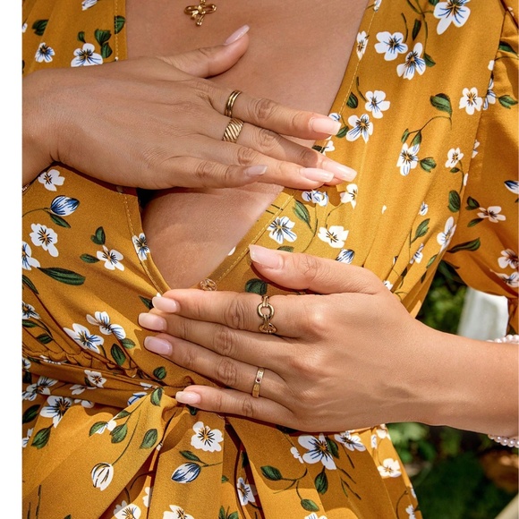 Maternity Floral Print Puff Sleeve Belted Blouse - Picture 7 of 8